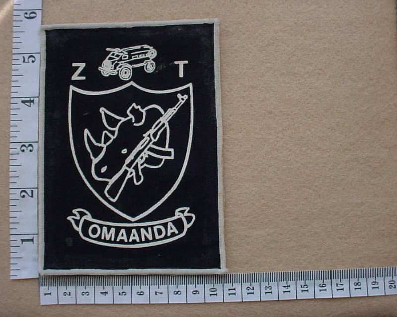 2255 SWA Police Koevoet Omaanda arm flash, Call Sign ZT (Ref. C939)
