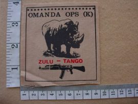 2256 SWA Police Koevoet Omanda Ops K arm flash, Call Sign Zulu Tango (Ref. C942)