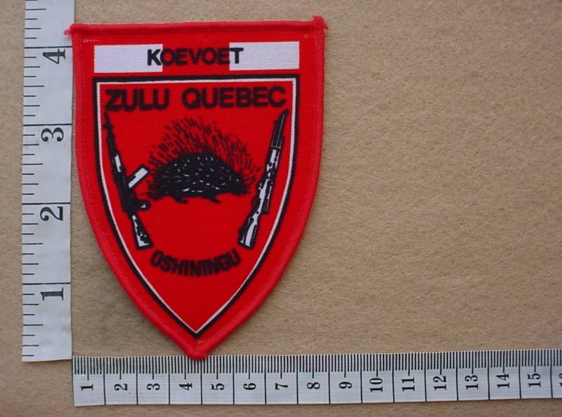2266 SWA Police Koevoet Oshiningu arm flash, Call Sign Zulu Quebeck (Ref. C959)