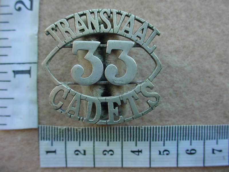 9045 33rd Company Transvaal Cadets shoulder title (Ref. CO2917)