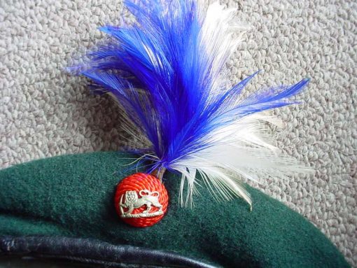 9468 4 Rhodesia Regiment beret, cord boss cap badge and feather hackle (Rhodesia) - Image 2
