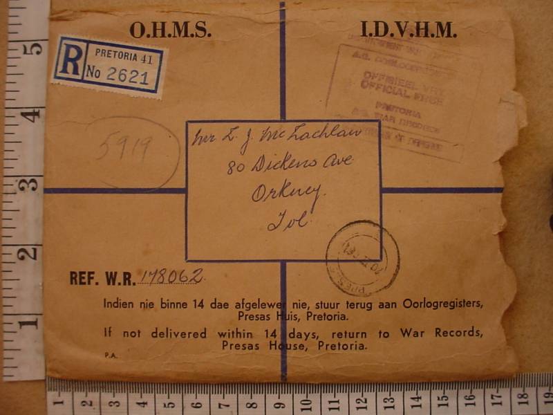 6856 Union Defence Force medals envelope (Ref. SA) - Image 2