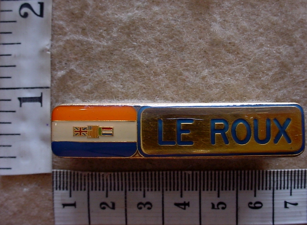 5366 South African Air Force name badge, Le Roux (SAAF)