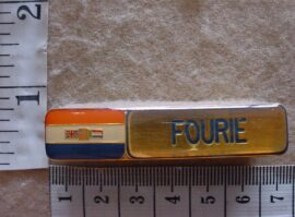 8432 South African Air Force name badge, Fourie (SAAF)