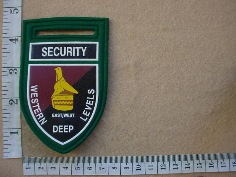 5425 South African Western Deep Levels East/West Mines Security arm flash (Security SA)