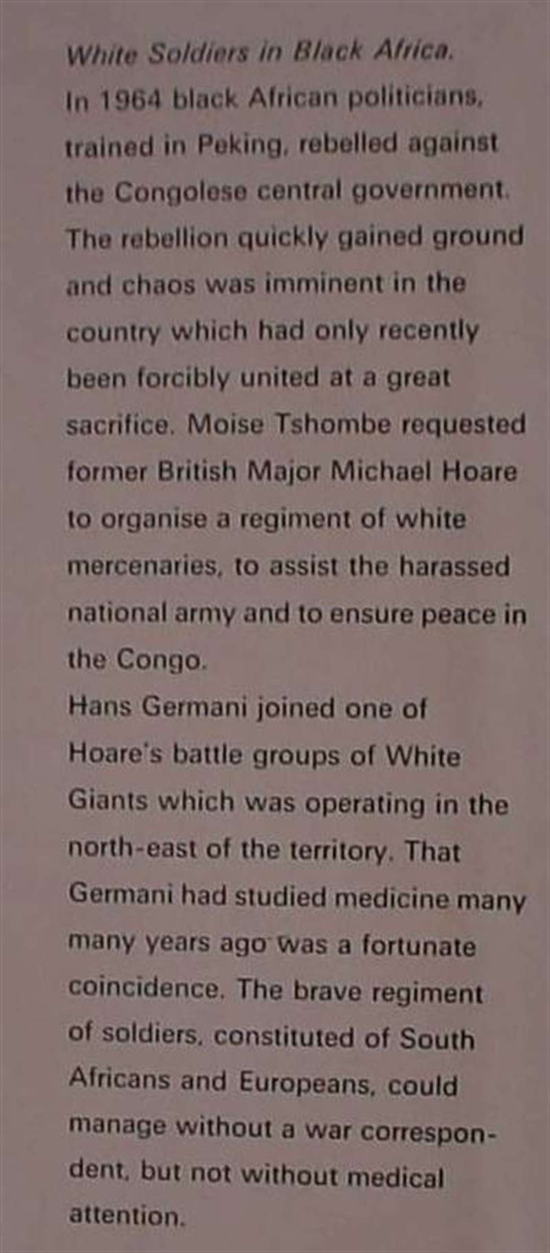 8854 White Soldiers in Black Africa, by Hans Germani (Congo Mercenary) - Image 2