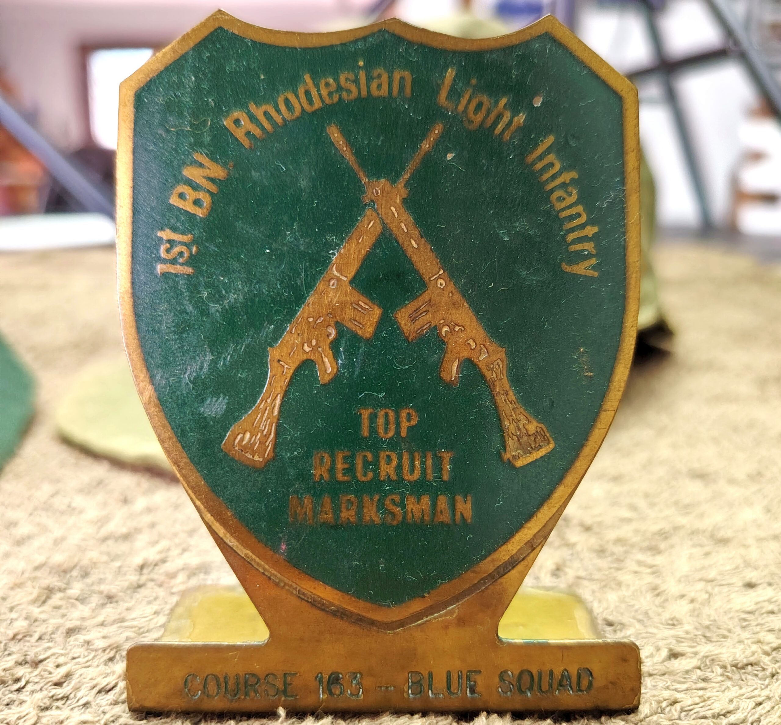 7834-2 Rhodesian Light Infantry stable belt, patches, trophy, cap, named, photos (DW2 599) - Image 3