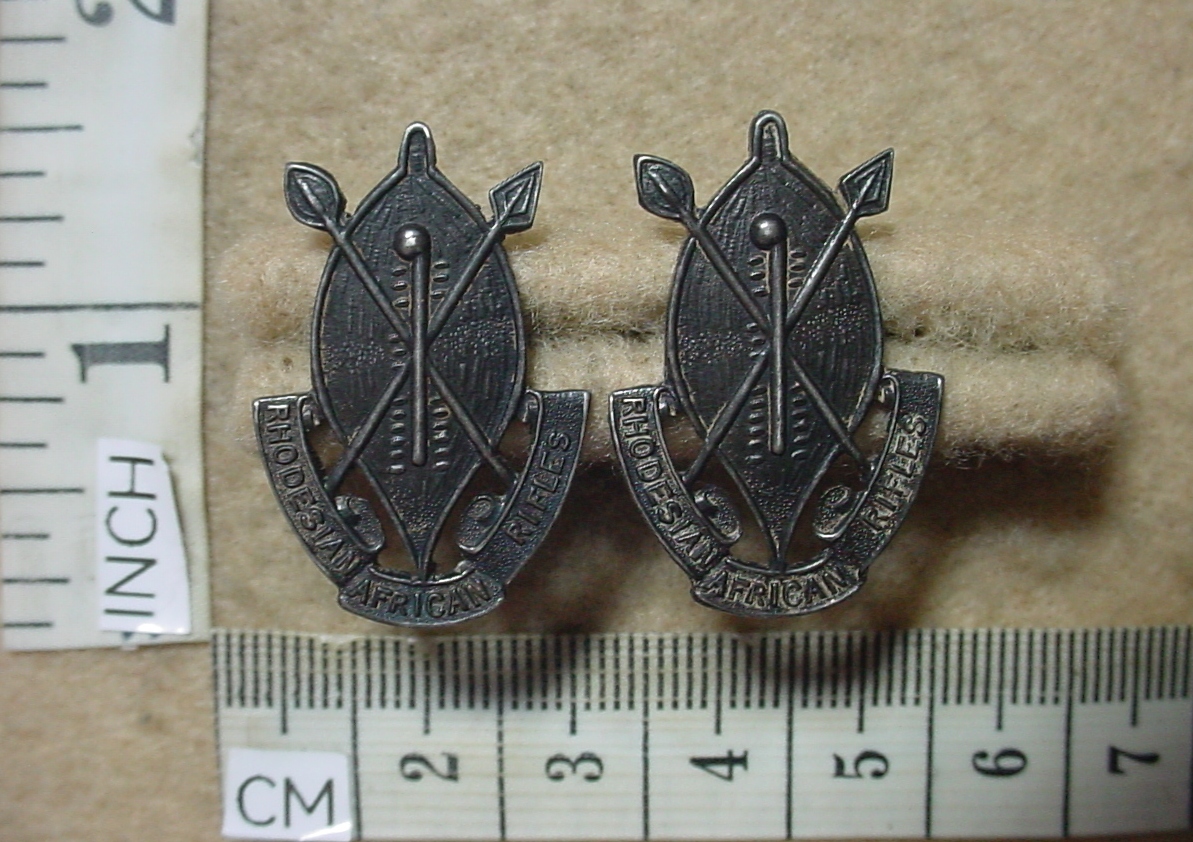 3793 Rhodesian African Rifles collar badges, Officers Silver (CO3098)