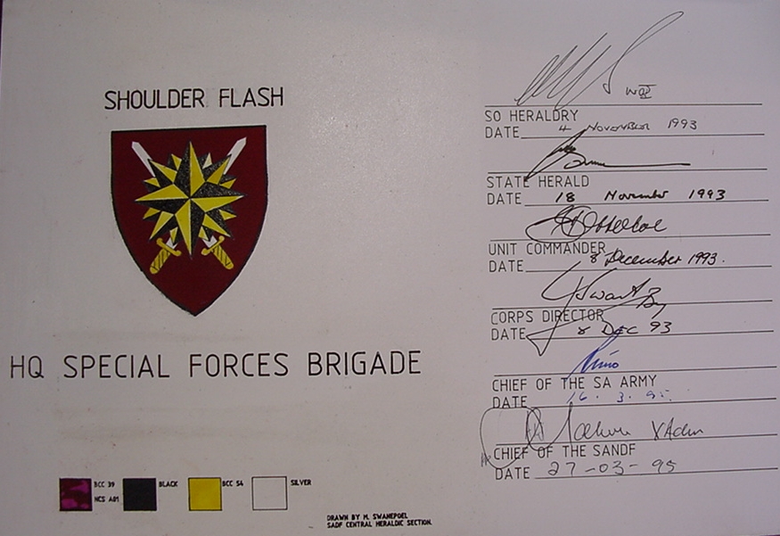10997 South African Special Forces Headquarters arm flash, Chief of Army balkie (F32) - Image 2
